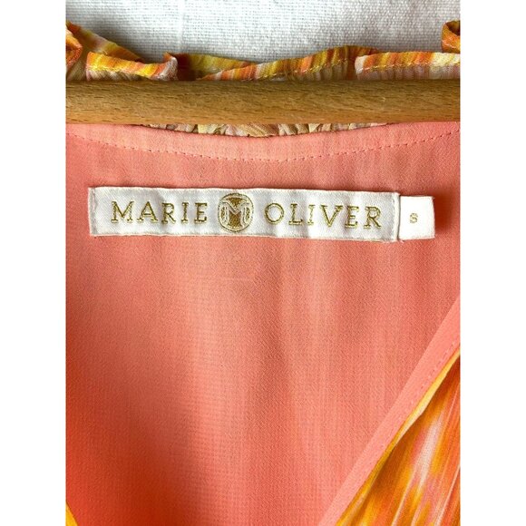 Rare Marie Oliver Tiered Maxi Dress Multi-color Print Ruffle Neck, Women's Small - Picture 5 of 14